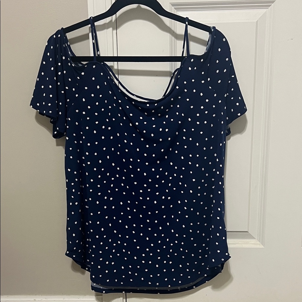 Kaileigh Navy and White Polka Dot Blouse
